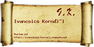 Ivancsics Kornél névjegykártya